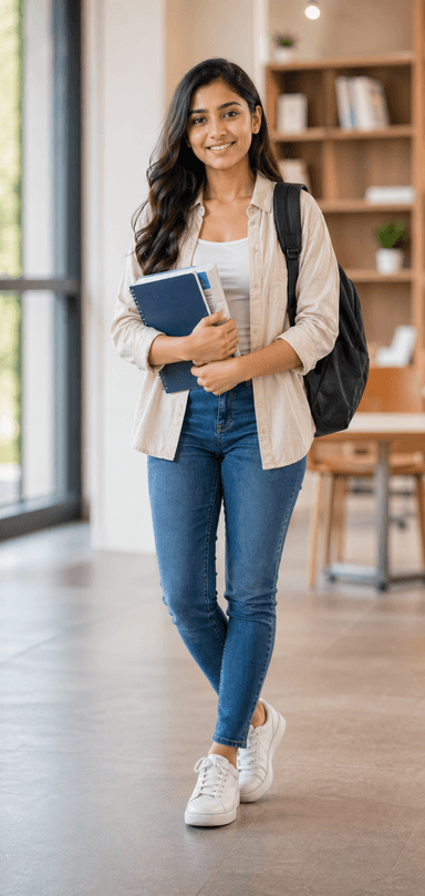 PTE learner holding study notebook